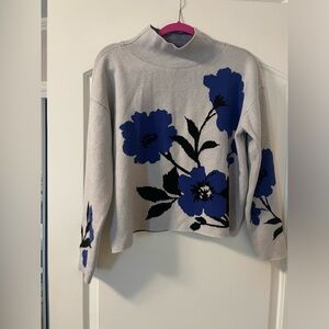 Maeve (Anthropologie) mock neck sweater - M. Grey with flowers